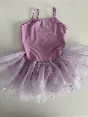 Kids Lavender Tulle Ballet Costume Dress - attached Sparkle Tutu. Size Med